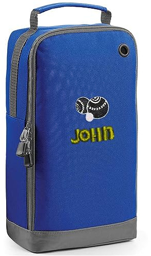 Royal Blue Personalised Lawn Bowls Shoe Bag - Bowling Design Gifts