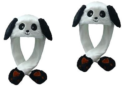 Toyvian 2stücke Plüsch Panda Mütze Mit Beweglichen Ohren Lustige Cartoon Mütze Für Partys Karneval Fotografie Und Rollenspiele Bezauberndes Kostüm-accessoire