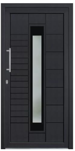 HORI Haustür Kunststoff, aluminium, Komplettset konfigurieren, Hauseingangstür Modern - Farbe: anthrazit (innen weiß) - DIN links - Modell: Stripe - 200 x 88 cm