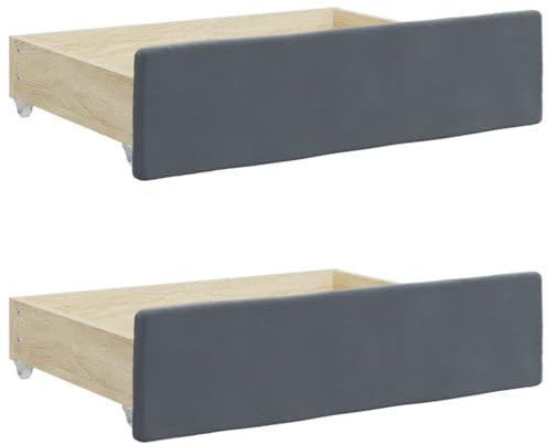 vidaXL Bettschubladen 2 STK., Bettschublade mit Rollen, Schublade für Bett, Bettkasten Bettschubkasten, Dunkelgrau HolzwerkSamt Samt