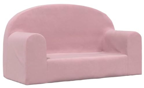 vidaXL Sofá para Niños de 2 Plazas, Sillón con Reposabrazos, Mini Sofá Infantil, Sofá para Dormitorio Sala de Juegos, Felpa Suave Rosa