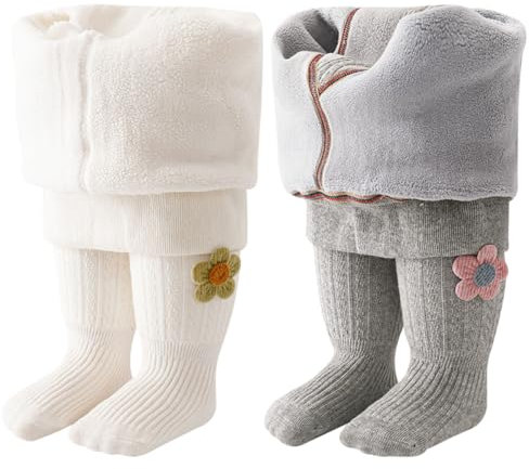 ACMEDE 2er pack Baby Mädchen Thermo Strumpfhose Gr. 62/70/74/80/92/98 Kinder Winter Warm Fleece Strumpfhosen Gr. 104/110/116/122 Ballettstrumpfhose Baby Leggings Strumpfhosen 6 Monate-8 Jahre