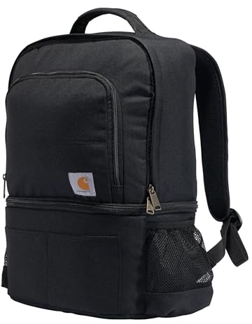 Carhartt Insulated 24 Can Two Compartment Cooler Backpack, Fully-Insulated Base, Durable Water-Resistant for Camping, Beach & Travel, Black