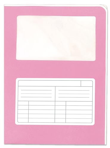 Blasetti Dokumentenmappen mit Fenster - SINTEX CROMO PINKE Dokumentenordner für Büro, Format A4, Farbe Rosa, Packung mit 50 Stück, 120 g/m² Papier, Auf zwei Seiten offen.
