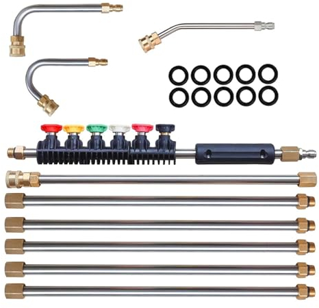 Barres d'extension pour nettoyeur haute pression, Ensemble de baguettes télescopiques de nettoyeur haute pression 4000 PSI, lance pour nettoyeur haute pression, outil de nettoyage de gouttière