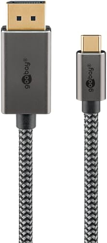 goobay Cavo USB C a DisplayPort 1.2 4k @ 60Hz tipo C Thunderbolt 3/4 su DP cavo USB 3.1 compatibile con Mac Book, iPhone, Surface / 2 m/cavo tessile / 75708