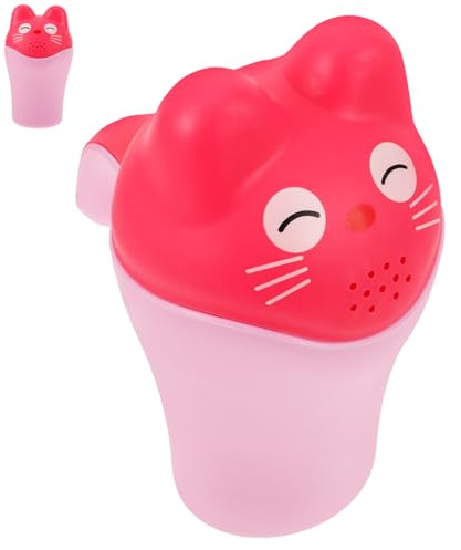 Supvox Niedlicher Haarwaschbecher mit Griff und Deckel für Kinder aus Pp in Rosa Cartoon Design zum Shampoo Spülen Beim Baden und Haarewaschen