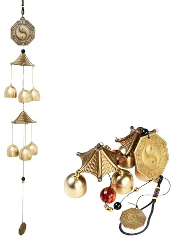 Campana Feng Shui, Campanelli Eolici Cinesi, Campane a Vento in Metallo Vintage, Carillon di Vento da Giardino Ornamento Per Esterni E Interni (A)