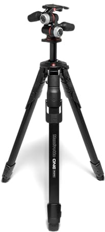 Manfrotto One Photo, Kit Trípode de Aluminio + Rótula XPRO 3‑Way, 12 kg de Carga, Columna 90°, Patas XTEND, Columna Deslizante, Pies Modulares, para Cámaras DSLR y Mirrorless