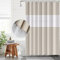 Funria Duschvorhang 180x200 cm PEVA Beige Spleißen Badevorhang Anti-schimmel Wasserdicht Badezimmer Vorhänge mit 12 Duschvorhangringe Duschvorhang Creme für Badewanne