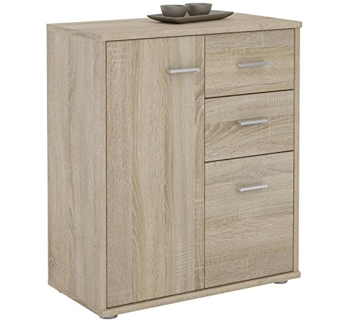IDIMEX Buffet Remy, Commode Meuble de Rangement avec 2 tiroirs et 2 Portes, en mélaminé décor chêne Sonoma