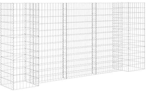 vidaXL Jardinière à Gabion en H Panier de Gabion Parterre Surélevé de Fleurs Plantes Jardin Terrasse Extérieur Fil d'Acier 260x40x120 cm