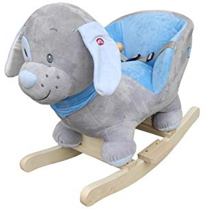 The Rocking Horse Co. - Chien/chiot à bascule - Finition peluche - Avec sons - Sur des bascules en bois massif