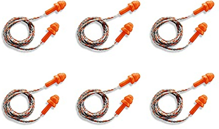 Uvex Gehörschutzstöpsel Whisper+ SNR 23 dB mit Kordel, wiederverwendbar, 6 Stück (Orange)