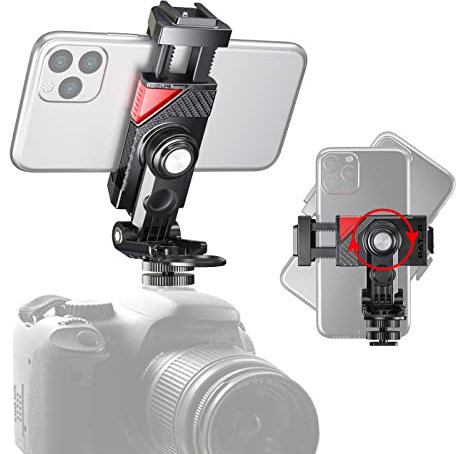 Zeetain Universal Multi-Mount Adapter,Kombi-Halterung für Smartphone/DSLR mit Blitzschuh & 1/4-Gewinde Integrierte Mikrofon- und LED-Befestigung für Vlogging-Profis