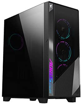 AORUS C500 Glass - Carcasa Negra para Juegos de PC de Torre Media, Vidrio Templado, USB Tipo C, 4 Ventiladores ARBG incluidos (GB-AC500G ST)