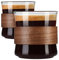 ParaCity Espresso Cups Set of 2 with Wooden Ring, High Borosilicate Espresso Shot Glass, Clear Small Expresso Shots Cup, Espresso Accessories (Large)