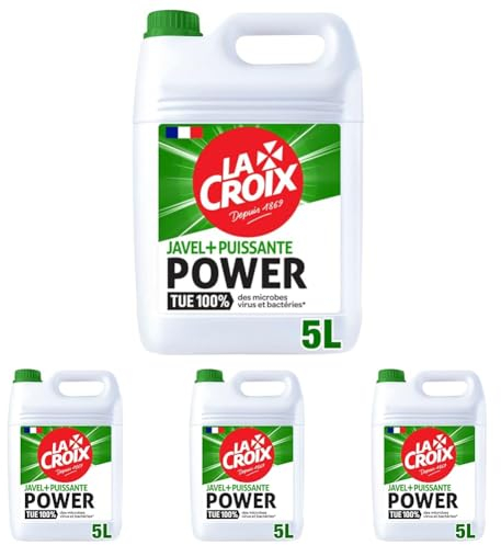 LA CROIX - Javel + Puissante Power - Nettoyants Multi-Usage - Nettoie en profondeur toutes les surfaces de la maison - Bidon 5 L (Lot de 4)