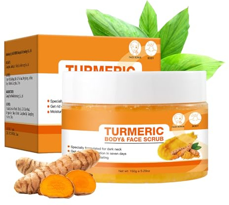 Pzuryhg Brightening Turmeric Scrub, Body Scrub Moisturizing, Face Body Hand and Foot Scrub, Exfoliator with Coconut Oil, Natural, Chemical Free