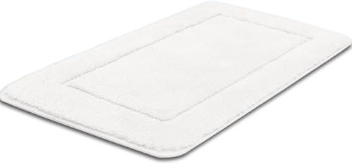 Mixibaby Badteppich rutschfeste,weicher Badezimmerteppich, Wasserabsorbierend Badematte, Maschinenwaschbar, Badvorleger für Dusche, Badewanne und Toilette, Größe:60 cm x 90 cm, Farbe :Weiß
