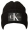 Calvin Klein Jeans Beanie-Mütze CK, Wollmischung gefütterte Bündchenkappe mit Logo, Artikel ZM0ZM02442, BDS Black/Nero, Einheitsgröße