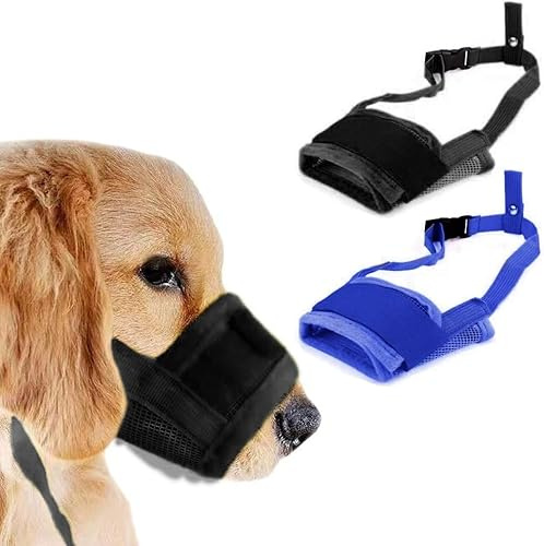 FFWTPY 2 Bozales Rejilla Transpirables Talla XXL Ajustables Nylon Resistente Seguridad Canina Correa Regulable Protección Mascotas