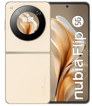 ZTE nubia Flip 5G Gold - Smartphone Android 13 con display 6.9 AMOLED FHD+, 8GB RAM 256GB ROM, Fotocamera 50MP, Snapdragon 7 Gen 1, Batteria 4310mAh, Ricarica Veloce 33W, Display Pieghevole