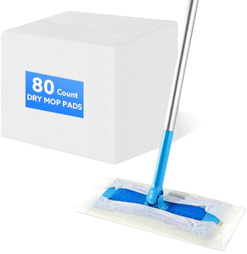 80 Count Dry Sweeping Cloths Pads Compatible with Flash Sweeper, Disposable Duster Mop Refills, Non-Woven Mop Refill Pads for Floor Cleaning