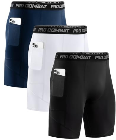 Niksa Kompressionsshorts i 1- eller 3-pack, herr, sportkalsonger, snabbtorkande löparbyxor, korta, med mobiltelefonficka