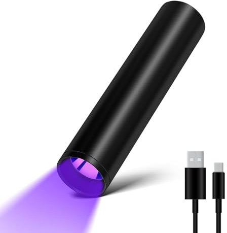 UV Torches 365nm Rechargeable, Mini Powerful Black Light UV Torch, USB Strong Ultraviolet LED Flashlights, Portable Woods lamp, Detector for Pet Urine/Stains, Flurescent, Uranium Glass, Curing resin