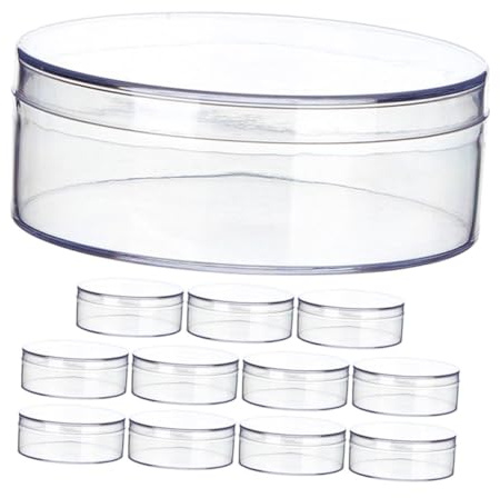 COLLBATH Scatole Trasparenti Rotonde 12 Pezzi 8Cm Contenitori Organizer per Caramelle Gioielli Perline Oggetti per Feste Matrimonio Compleanni Decorazioni e Regali