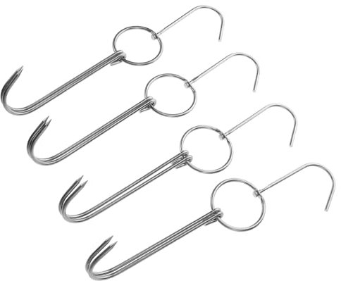 Toyvian Crochets à Rôtir En Acier Inoxydable Double Pour Barbecue Lot De 4 Crochets 28,5 Cm Accessoires Cuisine Polyvalents Pour Camping Et Grillades