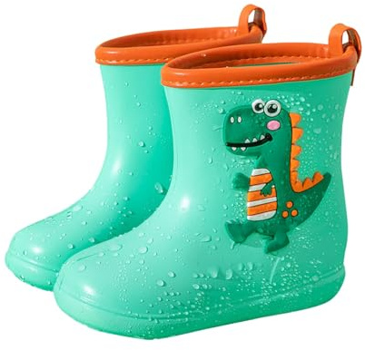 Stivaletti Pioggia Bambina Stivali Gomma Galosce per Bambino Bambina Unisex Stivali da Pioggia Antiscivolo in PVC Stivaletti Impermeabili Colorati Scarpe da Cartone Animato (1-Light Green, 28)