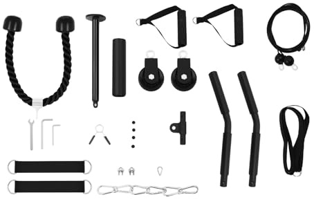Fitness pulleysystem 120 kg lastkapacitet slingtränare komplett set 39,3 cm dragstång styrketräning set för hemmet gym biceps triceps rygg träningsutrustning