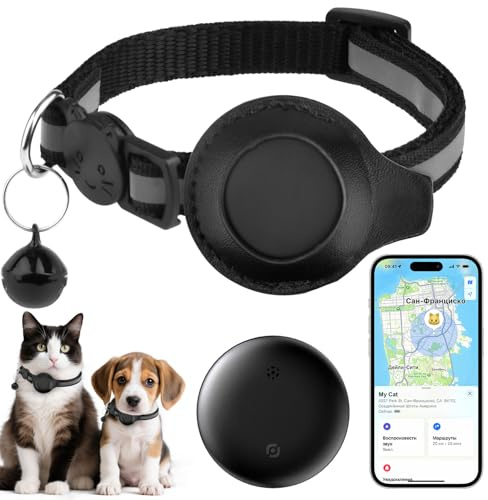 Mini rastreador de mascotas para gatos y perros, rastreador inteligente GPS para gatos, sin tarifa mensual, compatible con iOS/Android, dispositivo reflectante ajustable para gatos