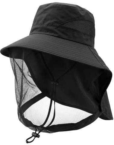 uinnossvc Midge Head Net Hat Black Nylon Mosquito Head Net with Hat | Portable Face Net Mesh Bug Insect Hats Midge Met Midge hat Midge Face Cover Sun Hats with Netting Sun Protection for Hiking