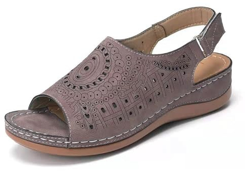 Uwdiohq Sandalias Mujer Estilo Elegante De Caña Retro Con Hebilla Y Punta Abierta Tacón Hueco Para Ancho (Brown, 35) Senderismo Vestir Comodas Ortopedicas Esparto Tacon Fiesta Joya Trekking