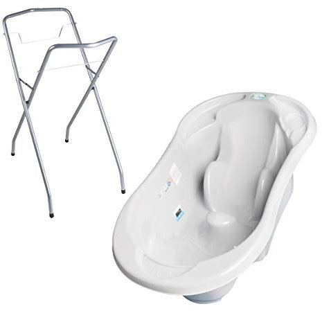 Baignoire bébé avec réducteur intégré Gris + Pied + Tuyau