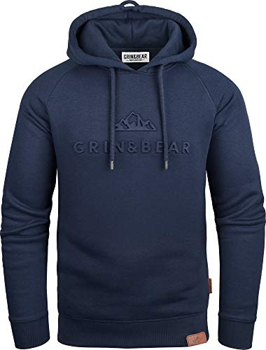 Grin&Bear Huvtröja för män, smal passform, huvtröja, huvjacka med stämplad designlogotyp, GEC540