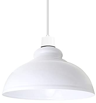 LEDSone Metal 29cm Curvy Lampshade Retro Industrial Ceiling Lighting Shade Hanging Pendant Light Shade E27 Base (White)