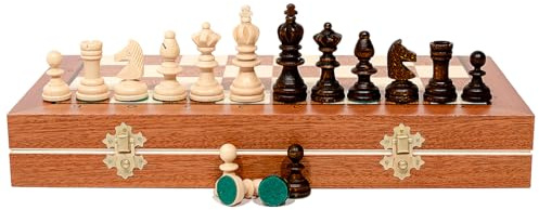 Master of Chess Professionellt Turneringsschackbräde i Trä med Pjäser “OLYMPIC NO.3” 35 cm - Handgjort och Portabelt Litet Schackspel för Barn och Vuxna