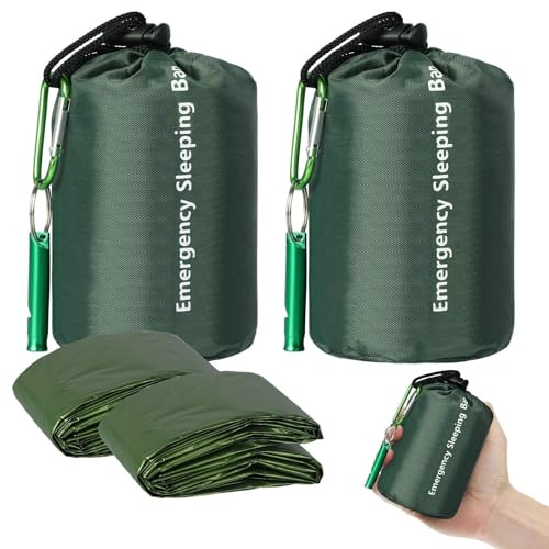 EEEKit 2 Paquetes Saco de Dormir de Emergencia, Saco de Vivac Térmico Ligero e Impermeable, Mantas de Supervivencia Saco de para al Aire Libre