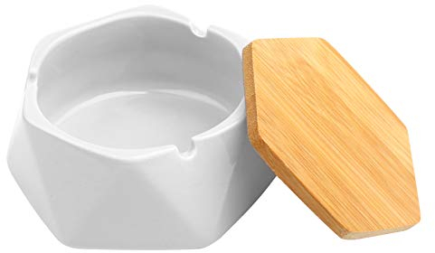 Ysimple Portacenere Antivento Antiodore con Coperchio,Geometrico Portatile Stile Nordico Posacenere da Esterno,Posacenere Antivento,perAll'Aperto,Casa,Ufficio,Bar,Caffetteria(Bianco)