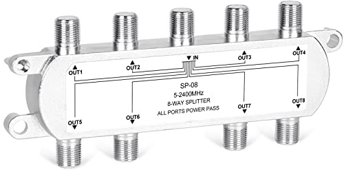 NEWCARE Digital 8-Way Coaxial Cable Splitter 5-2400MHz, RG6 Compatible, Work with Satellite/Cable TV and Internet, CATV Antenna System.(COAXIAL Cable NOT Included)