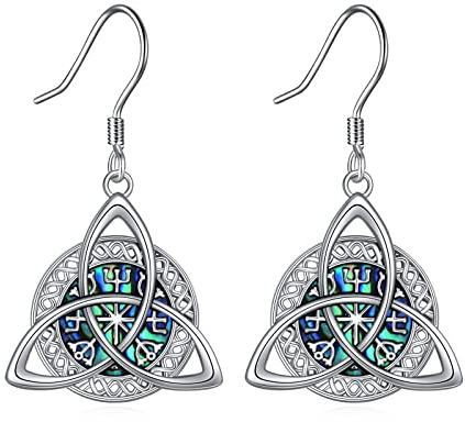Wikinger Ohrringe für Damen 925 Sterling Silber Keltischer Knoten Ohrringe Amulett Schutz Viel Glück Wikinger Triskele Schmuck (Keltischer Knoten Ohrring)