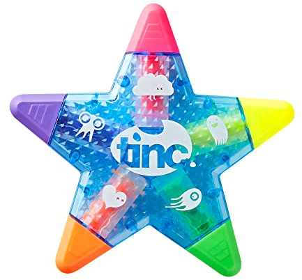 Tinc, Mehrfarbiger Sternenmarker 5 in 1, Platzsparender Stift, Rosa, Orange, Grün, Gelb, Violett, Für Schule/Büro, Lebendige Deckel, Einzigartiges Design