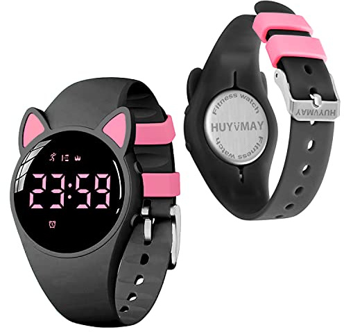 HUYVMAY Kids Fitness Tracker Pedometer Watch Without App, IP68 Waterproof Digital Sports Watch with Alarm Clock Timer Distance/Calorie/Step Counter for Boys Girls Kids Aged 5 and Up