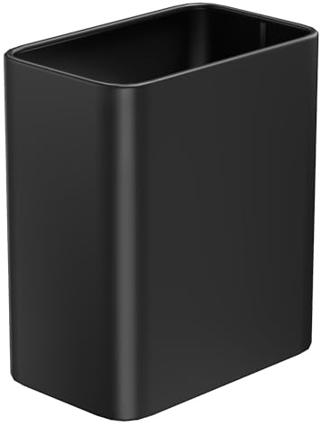 Cesun Small Bathroom Trash Can 2.1 Gallon Wastebasket, Modern Metal Garbage Can Office Waste Basket, Matte Black Stainless Steel Trash Bin for Bedroom, Home Office, Toilet, rv, Near Desk, Under Sink