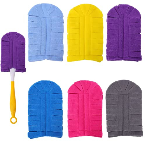 Flammi 360° fleece dammvippa påfyllningar för Swiffer, återanvändbar dammvippning, slitstark kompatibel med Swiffer handdammvippa (6-pack blandade färger)