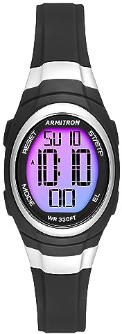 Armitron Sport Women's Digital Chronograph Resin Strap Watch, 45/7034, Black/Rainbow, Modern